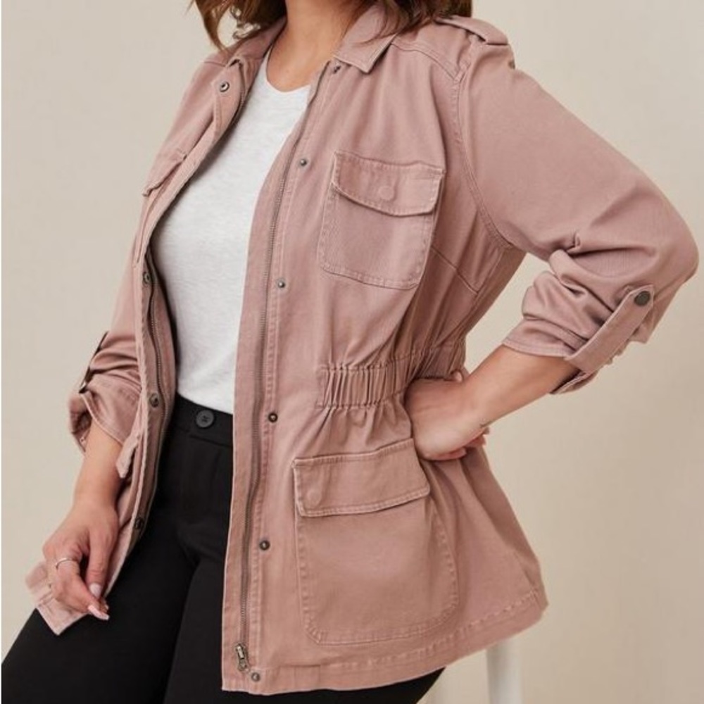 NWOT Torrid Essential Twill Anorak Utility Chore Jacket Pink Clay